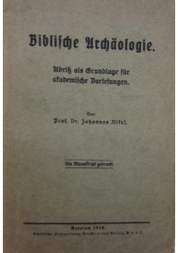 Biblische Urchaologie, 1919 r.