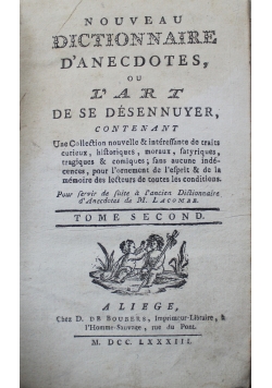 Nouveau Dictionnaire D Anecdotes ou L Art 1783 r.