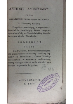 Antidot ascetyczny, 1823 r.