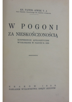 W pogoni za nieskończonością, 1930