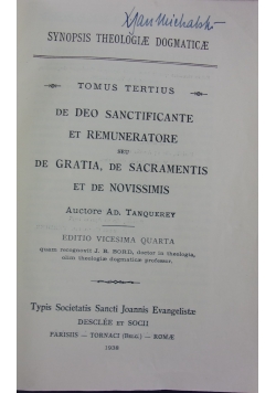Synopsis theologiae dogmaticae, 1937 r.