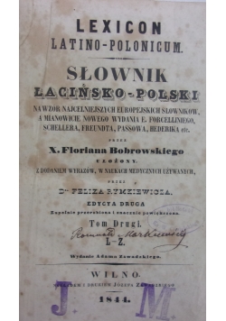 Słownik łacińsko- polski, 1844r.