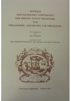 Beitrage der Polnischen Stipendiaten der Herzog August Bibliothek