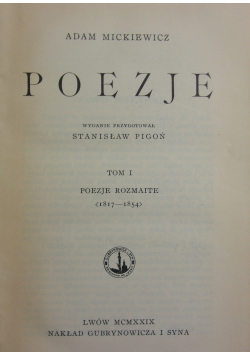 Adam Mickiewicz Poezje 1929 r.
