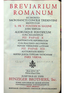 Breviarium Romanum Pars Verna 1946 r.