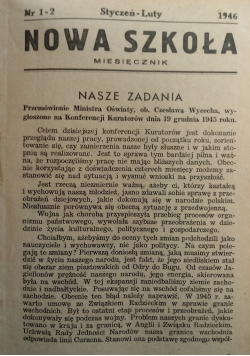 Nowa Szkoła Nr 1-2 Styczeń - Luty 1946 r.