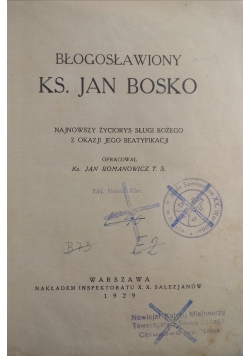 Błogosławiony ks. Jan Bosko, 1929r
