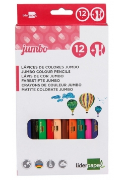 Kredki ołówkowe LIDERPAPEL Jumbo 12 kolorów