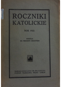 Roczniki Katolickie rok 1922 ,1923 r.