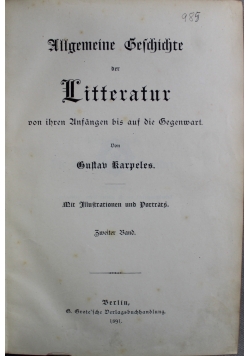 Litteratur von ihren Unfangen bis auf die Gegenwart 1891 r