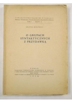O grupach syntaktycznych z przydawką, 1949 r.