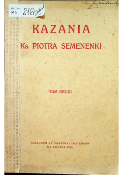 Kazania ks Piotra Semenenki tom 2 1913 r