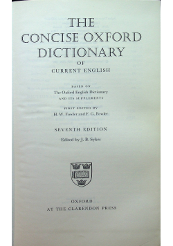 The concise oxford dictionary of current english