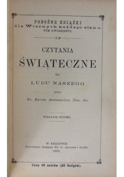 Czytania świąteczne dla ludu naszego, 1883r.