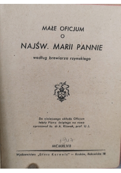 Małe oficjum o Najświętszej Marii Pannie, 1947 r.