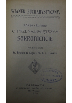 Rozmyślania o przenajświętszym sakramencie 1905 r.