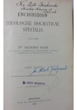 Enchiridion Theologiae Dogmaticae Specialis 1896r