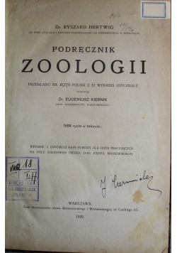 Podręcznik zoologii 1920 r.