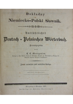 Dokładny Niemiecko-Polski Słownik, 1837r.