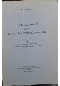 Lumiere et charite dapres la premiere epitre de saint jean