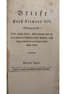 Briefe Kapf Clemens XIV, 1780 r.