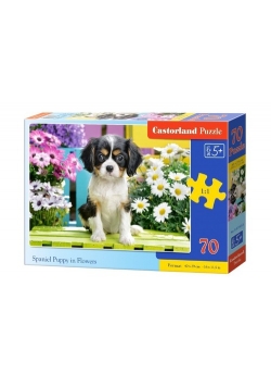 Puzzle Spaniel puppy in Flowers 70