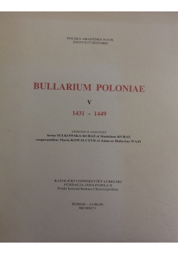 Bullarium Poloniae V 1431 - 1449