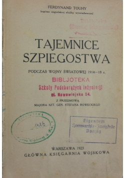 Tajemnice szpiegostwa, 1923 r.