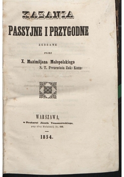 Kazania passyjne i przygodne 1854 r