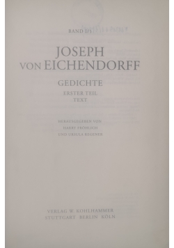 Joseph von Eichendorff Gedichte Erster Teil