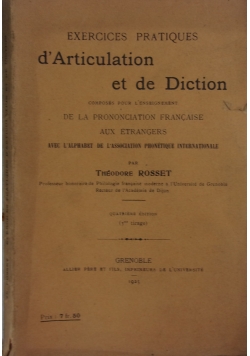 D'Articulation et de Diction ,1925r.
