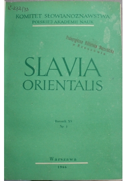 Slavia orientalis rocznik XV 4 numery