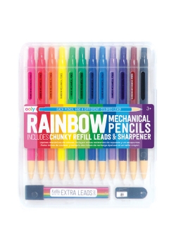 Kredki Mechaniczne Tęczowy Zestaw Rainbow 12 kredek 12 wkładów temperówka