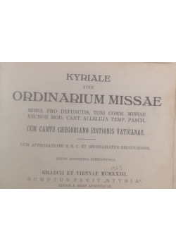 Kyriale sive Ordinarium Missae, 1923 r.