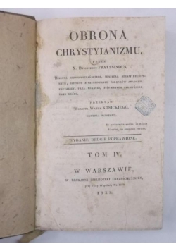 Obrona Chrystyianizmu, tom IV, 1828 r.