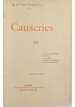 Causeries IV, około 1900 r.