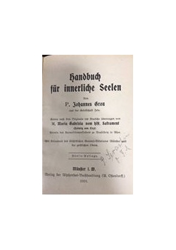 Handbuch für innerliche Seelen, 1924 r.