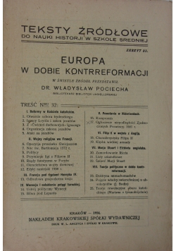 Europa w dobie kontrreformacji. Zeszyt 32. 1924 r.