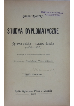 Studya dyplomatyczne, 1903 r.