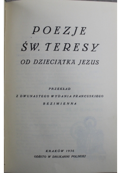 Poezje świętej Teresy od Dzieciątka Jezus 1936 r.