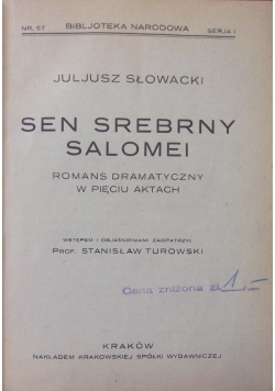 Sen srebrny Salomei, 1923 r.