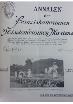 Annalen der Franziskanerinnen Missionarinnen Mariens, 1932r.