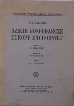 Dzieje gospodarcze Europy Zachodniej, Tom I, ok. 1923 r.