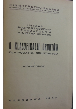 O klasyfikacji gruntów dla podatku gruntowego. 1937 r.