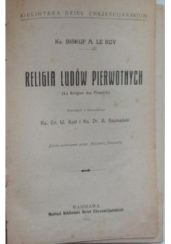 Religia ludów pierwotnych, 1912 r.