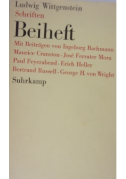 Schriften. Beinheft