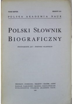 Polski Słownik Biograficzny Zeszyt 111