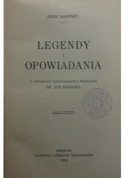 Legendy  i Opowiadania ,1934 r.