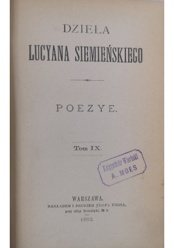 Dzieła Lucjana Siemieńskiego IX 1882 r.