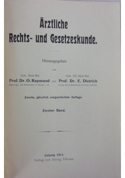 Arztliche Rets und Gesetzeskunde,1913r.